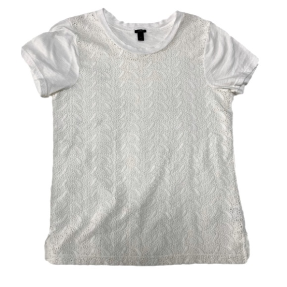 J.CREW LACE FRONT COTTON T-SHIRT - Size Small - Picture 2 of 5